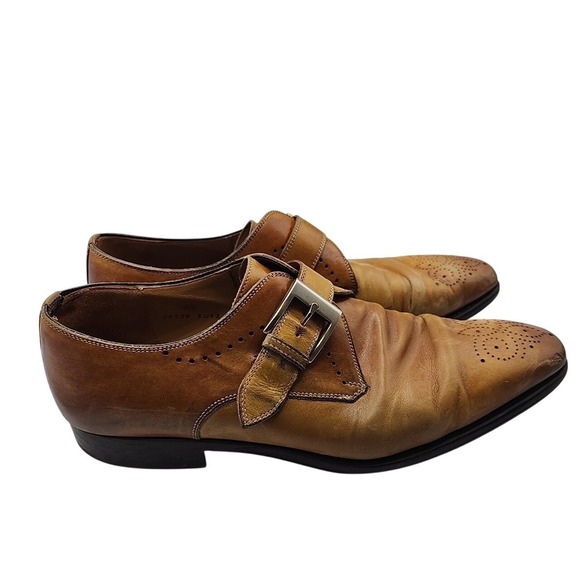 Magnanni Mallory Brown Leather Monk Strap Dress Shoe Slip On Loafers Size 9 - Picture 7 of 11